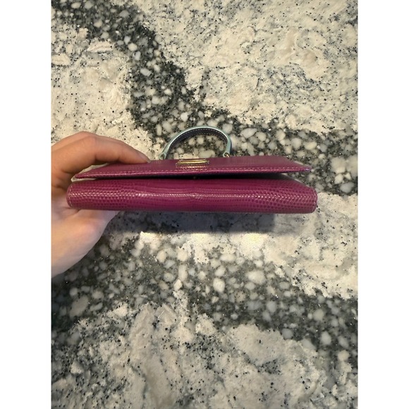 Dolce & Gabbana Miss Sicily Von Purple Lizard Embossed Leather Mini Wallet Bag - Picture 6 of 12